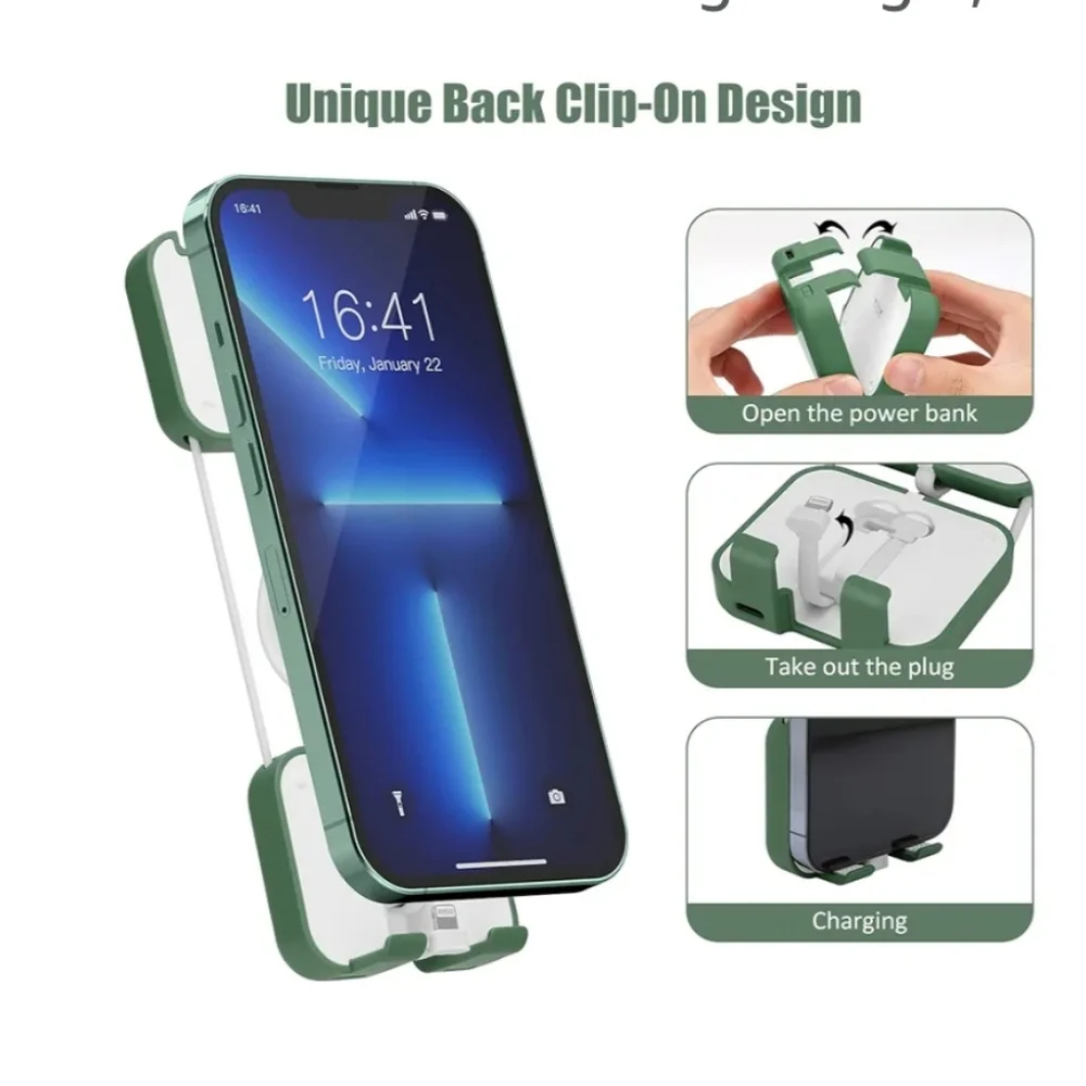 NWT Green Power Bank, 4 In 1 Charger And Car Vent Mount